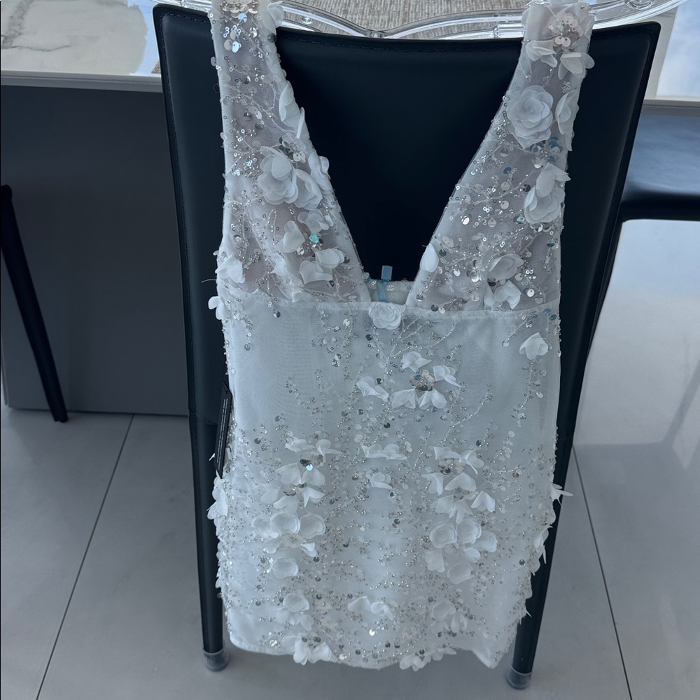 White Fox bridal white embellished mini dress xs - Picture 5 of 9